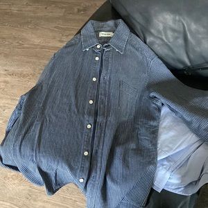 Taylor Stitch Indigo Stripe Jack Shirt sz 40